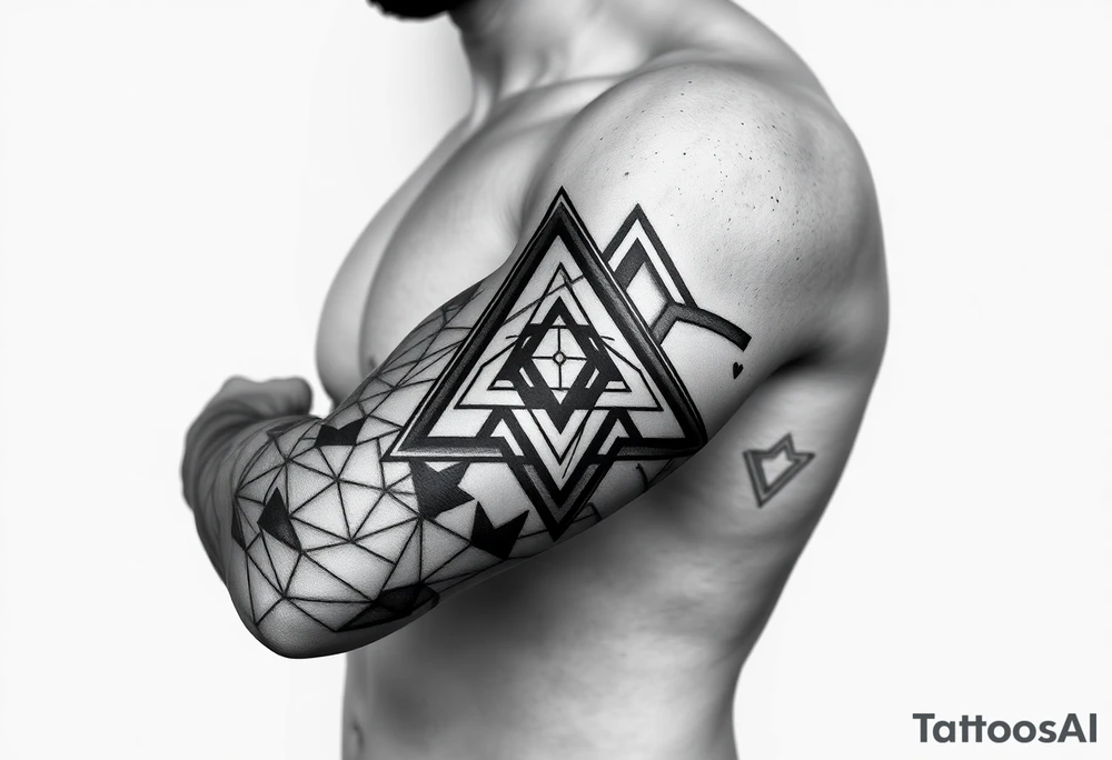 Geometry triangles with ethernal symbol tattoo idea