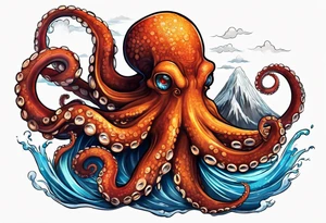 Octopus, volcano eruption tattoo idea