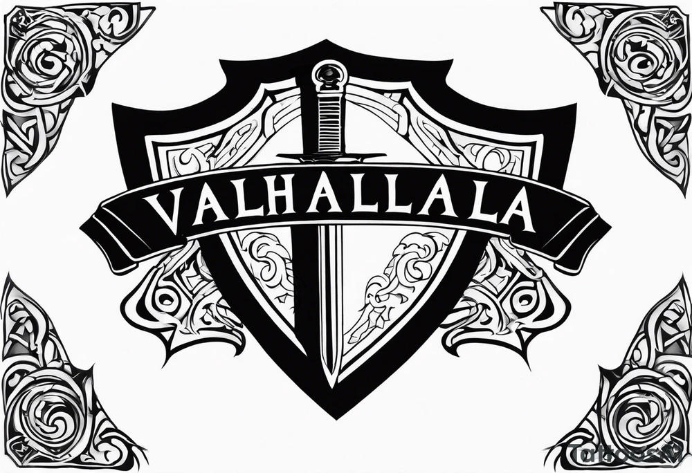 Valhalla steps shield sword tattoo idea