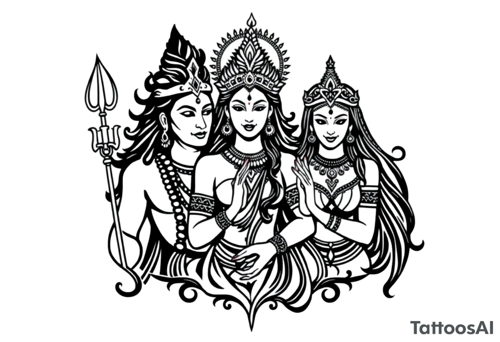 Lord Shiva, Godess Kali, Godess Lilith Together tattoo idea