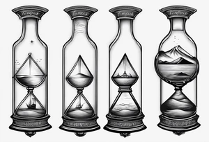 Breaking hour glass with words tempus on bottom and fugit on top tattoo idea