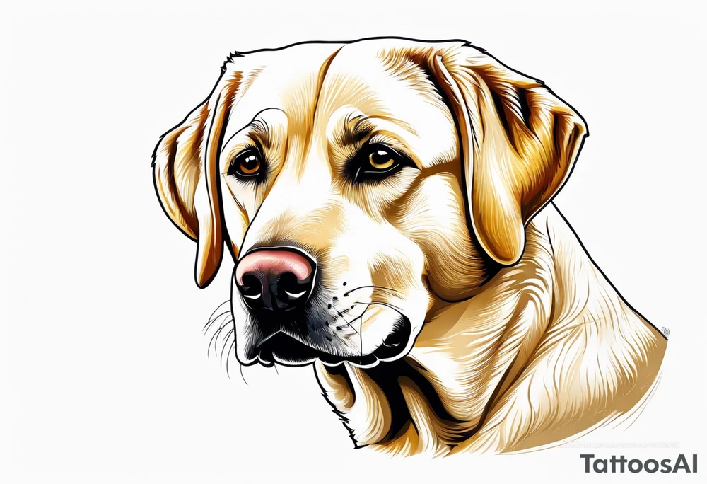 One happy yellow labrador retriever with a piece of his ear missing tattoo idea