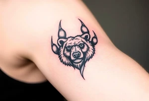 Bears paw with bear face in the middle tattoo idea