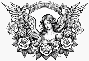 Angels and deamons realistic with roses doves to fit upper inner arm tattoo idea