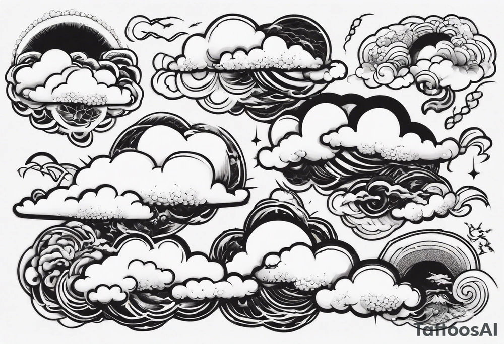 big clouds and thunder tattoo idea
