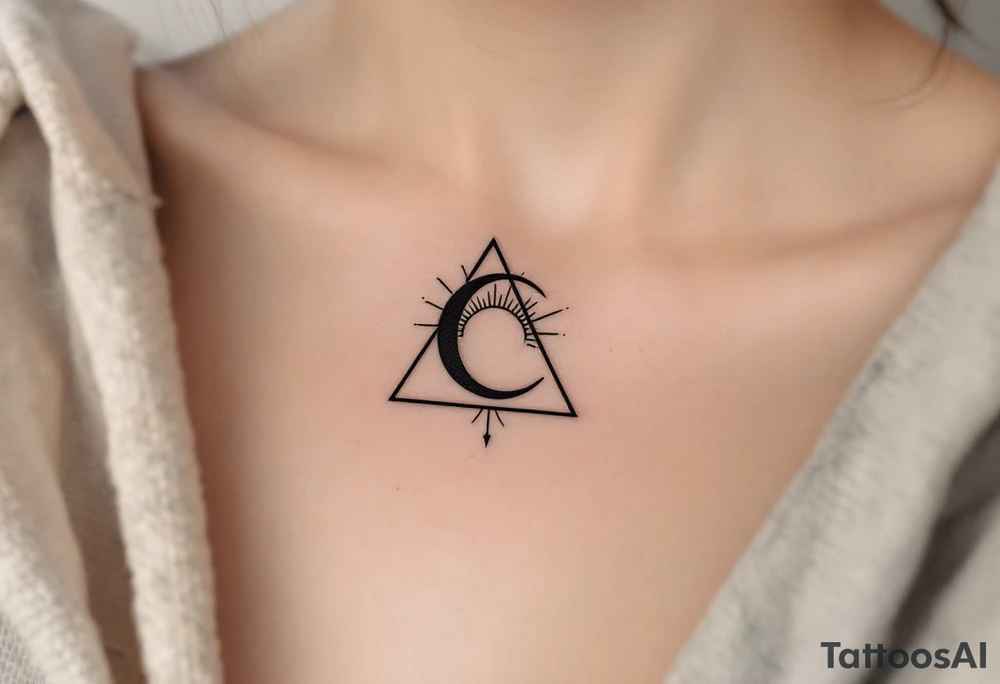 lily letter c and a rising sun triangle tattoo idea