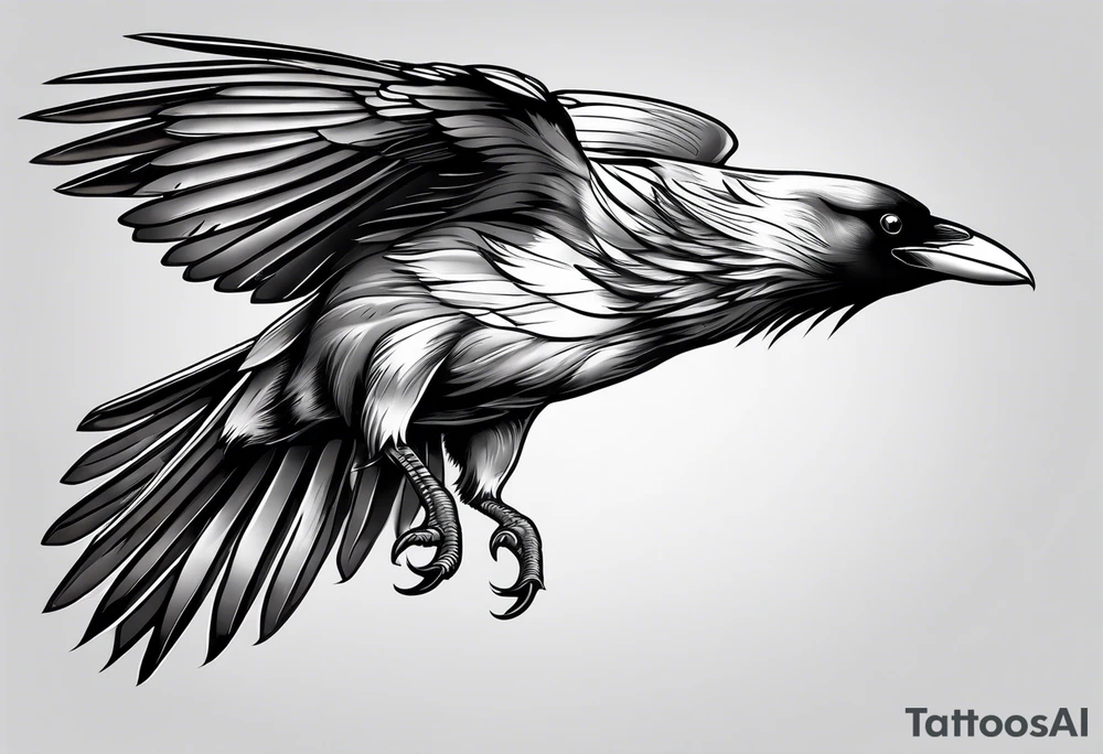 Crow in flight tattoo idea