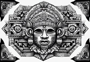 toroids, pyramids, Aztec teaky mask tattoo idea