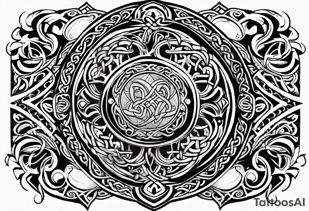 maori mixed with celtic band for around an arm, incorporating the word love tattoo idea