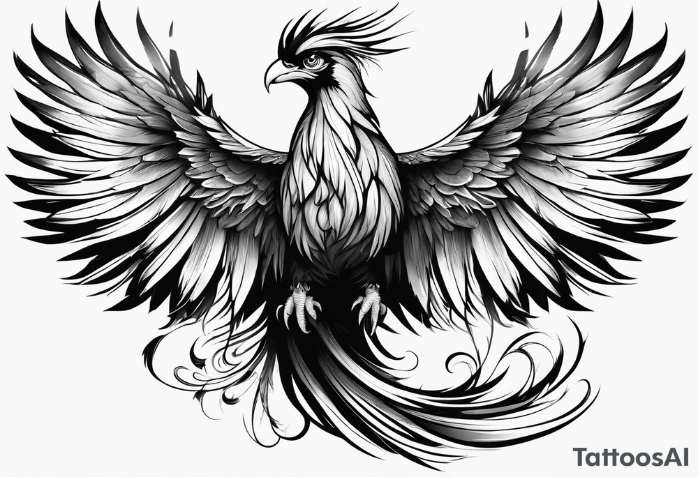 phoenix with extra long tail feathers
with long neck tattoo idea