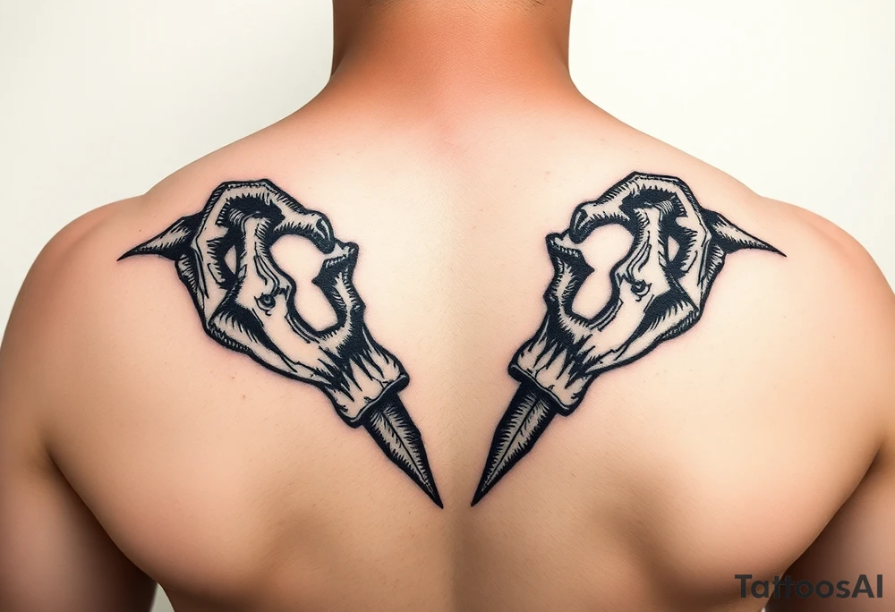 Dwa identyczne kruki pomiędzy korona tattoo idea