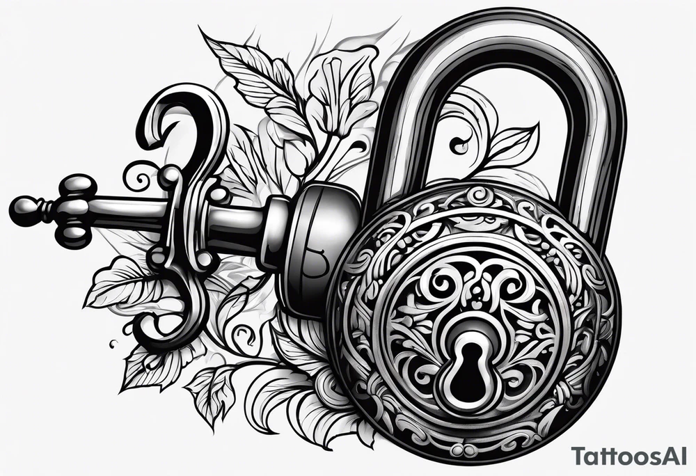 a small, stylized lock and key. tattoo idea