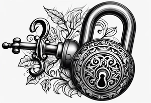 a small, stylized lock and key. tattoo idea
