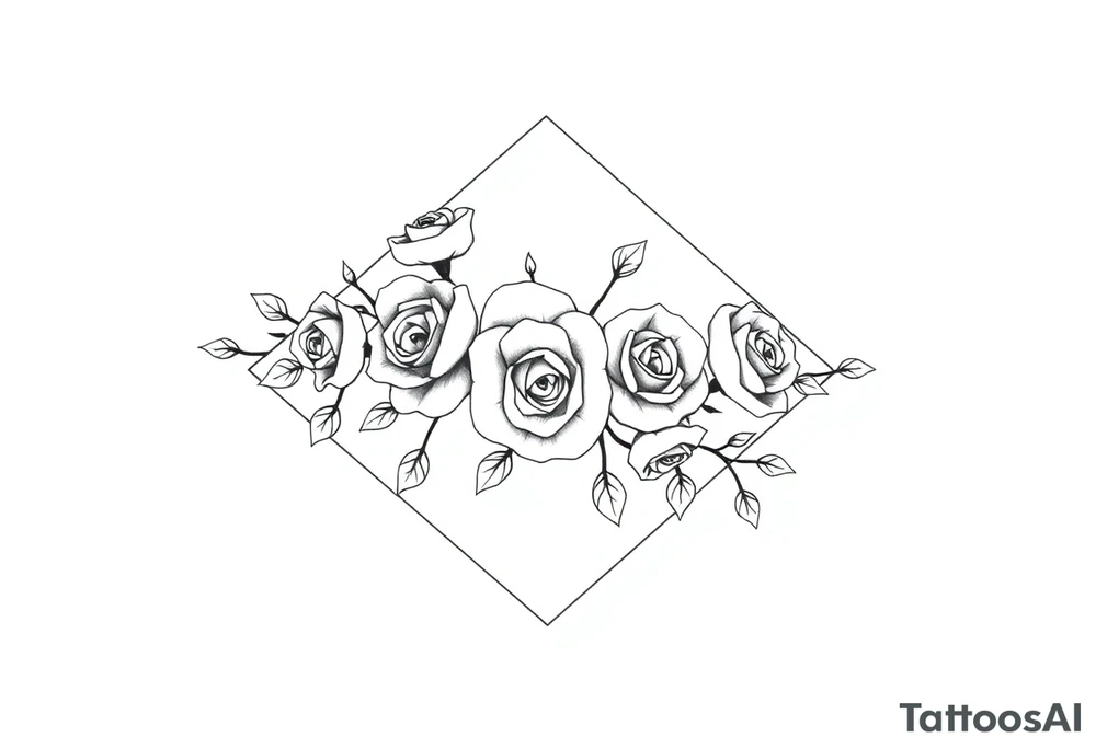 Small Roses filling up the inside of an lateral diamond shape tattoo idea