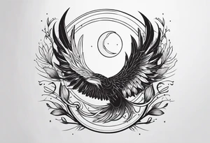 elegant line 
dainty 
spiritual 
moon 
sun 
arrow
spine
narrow
leaves
spring
phoenix tattoo idea