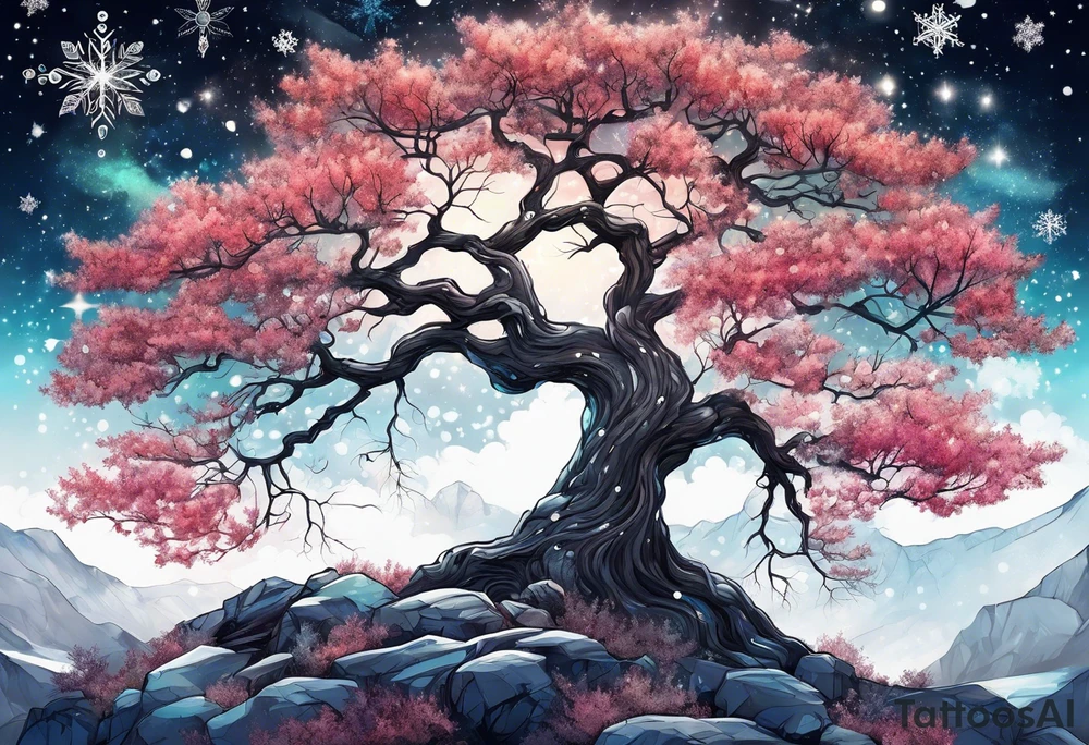Constellation, tree , snowflake tattoo idea