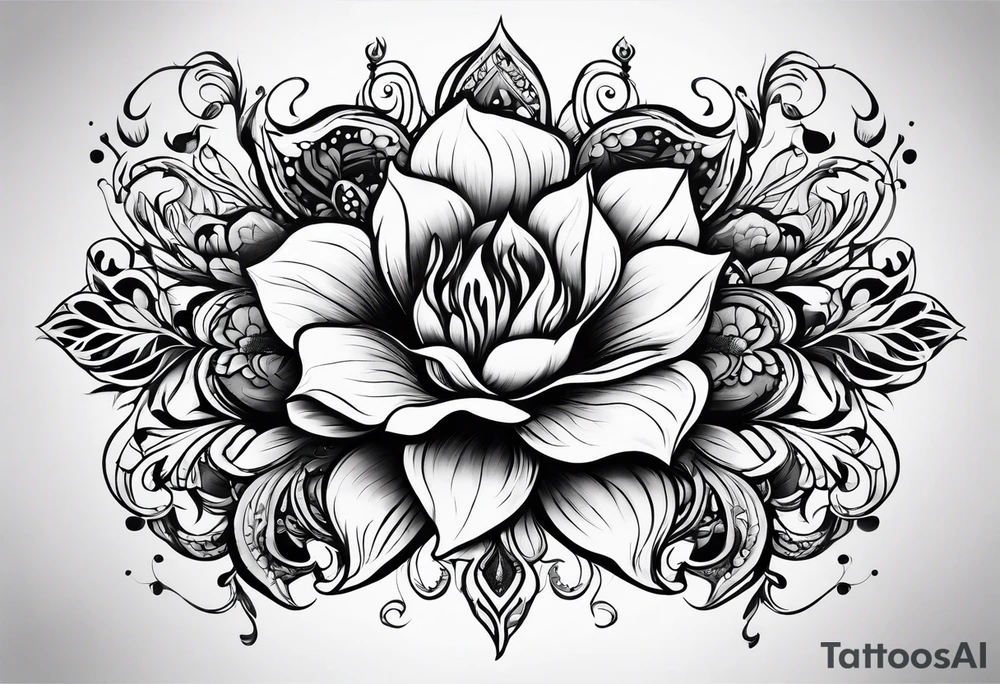 Flower fire tattoo idea
