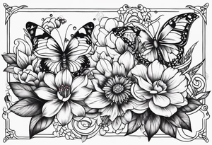 Butterflies with flowers & snake tattoo idea