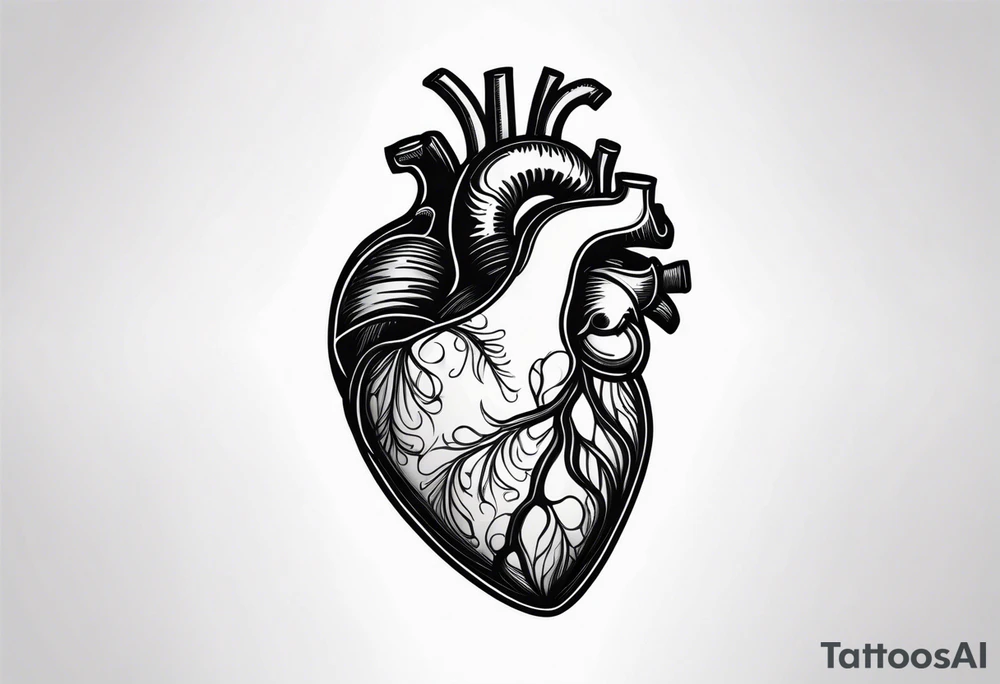 an actual human heart as you would see in a human body tattoo idea