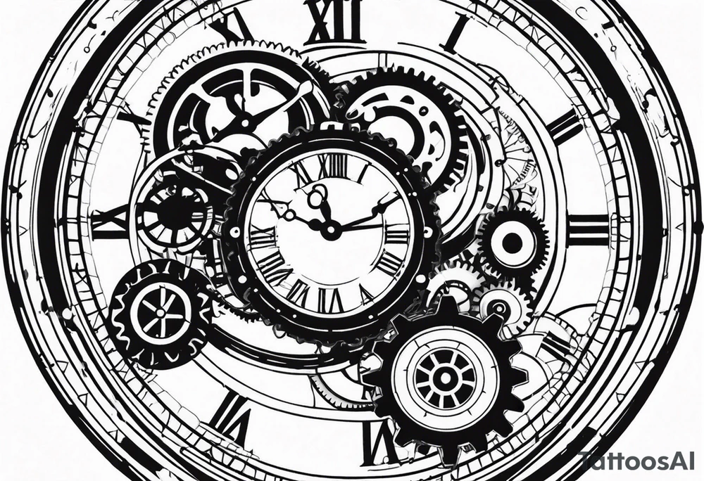 Steampunk clock with gears. tattoo idea