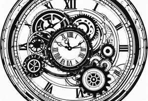 Steampunk clock with gears. tattoo idea