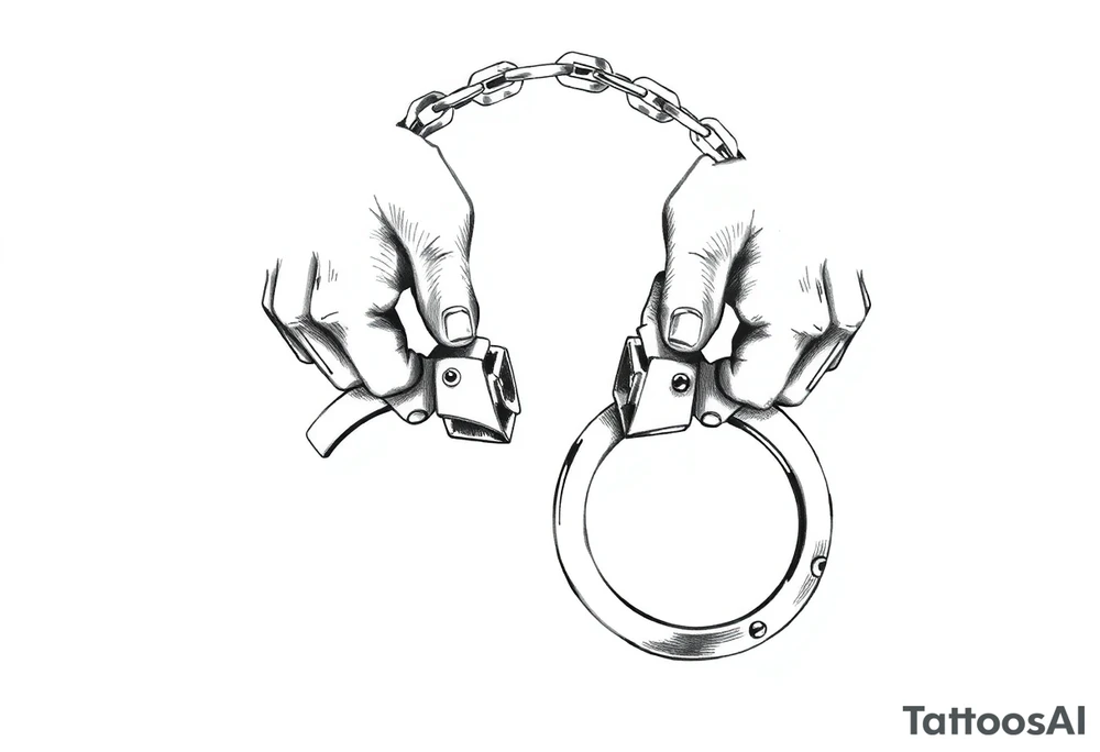 chicano style peice with broken handcuffs tattoo idea