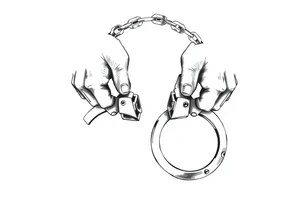 chicano style peice with broken handcuffs tattoo idea