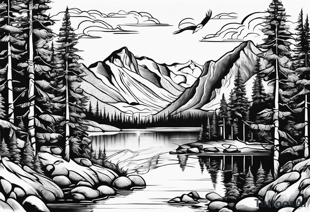 squaw valley with lake in the background tattoo idea