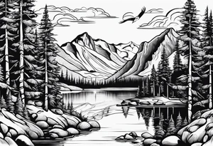 squaw valley with lake in the background tattoo idea