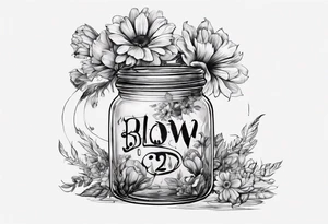 jar with flowers and the date blow the jar 12.08.05 tattoo idea