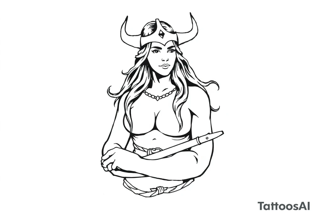female viking worrier tattoo idea
