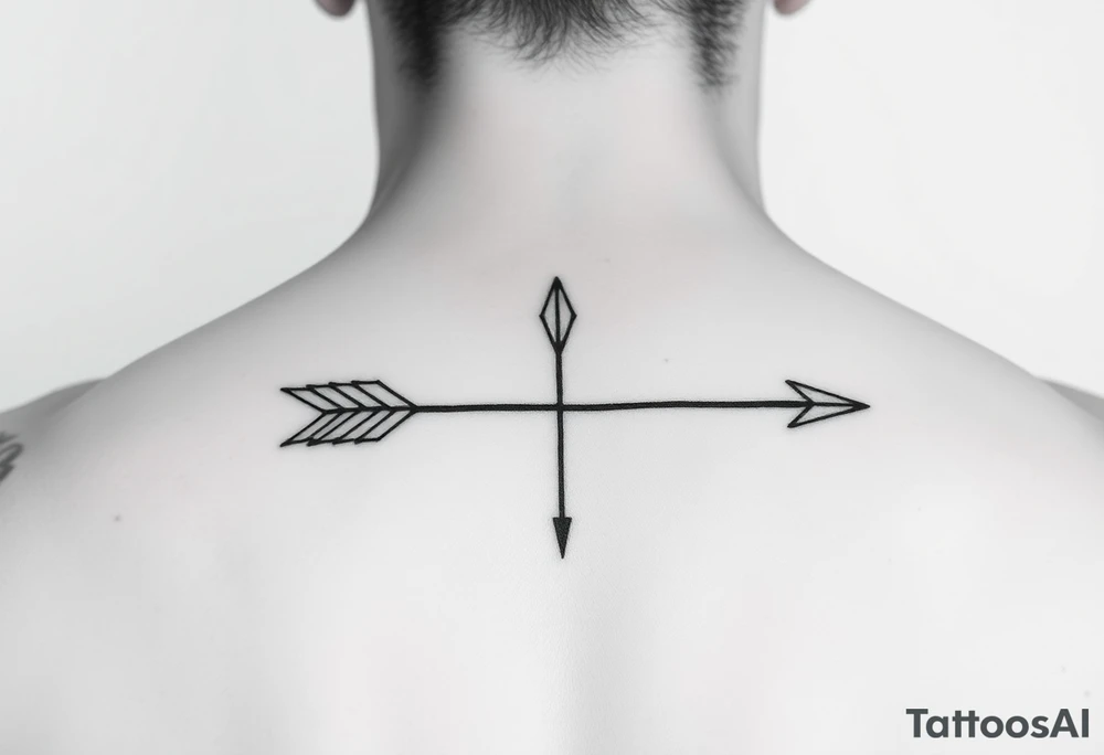 Tiny and thin fine line arrow tattoo idea