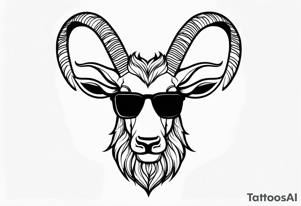 capricorn with beard and sunglasses tattoo idea