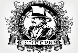 Cheers Mate text, armband +Cancer Ribbon tattoo idea