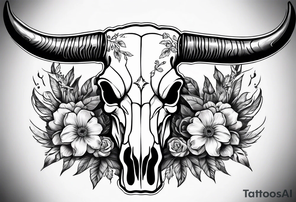 Forearm half sleeve. Western cow skull with flowers tattoo idea