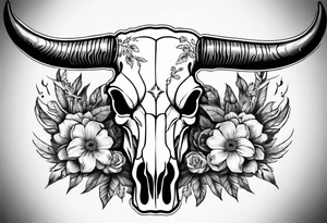Forearm half sleeve. Western cow skull with flowers tattoo idea