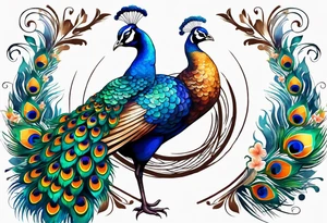 Peacock and music tattoo idea
