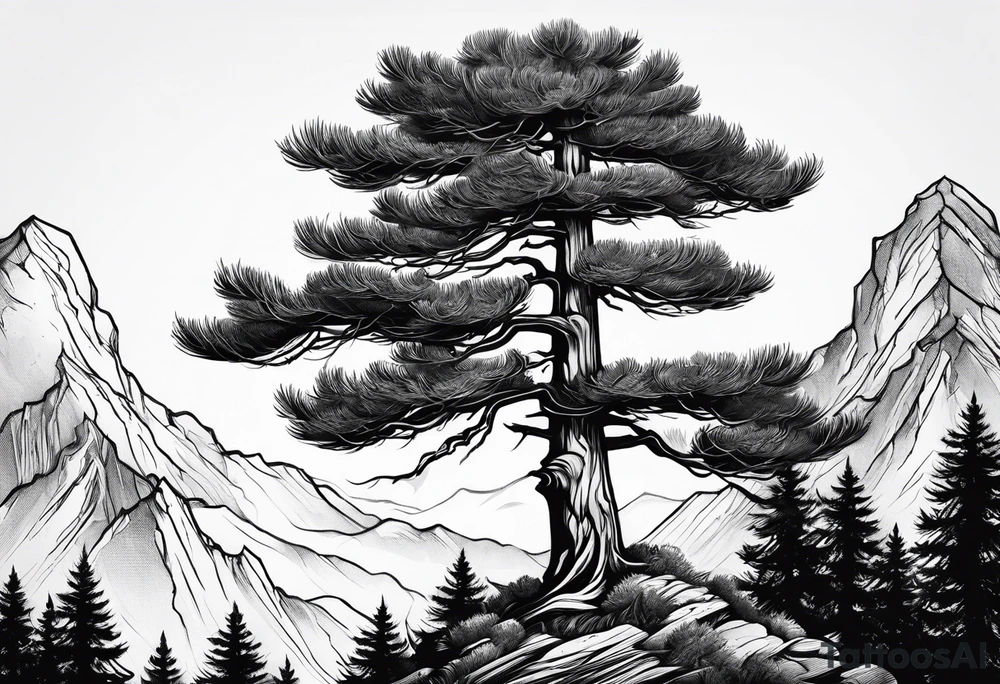 pine tree with no leaves tattoo idea