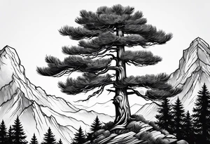 pine tree with no leaves tattoo idea