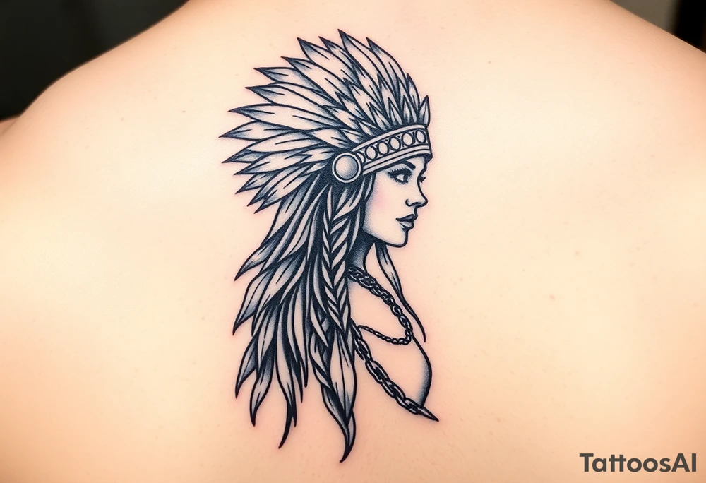 Goddess warrior sexy woman with dingo headdress on tattoo idea