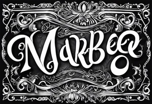 Lettering name spelling out “marabel” no background tattoo idea
