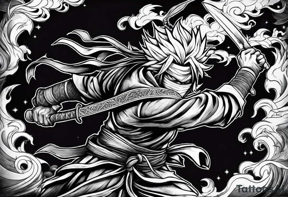 ninja with fire in his hand tattoo idea