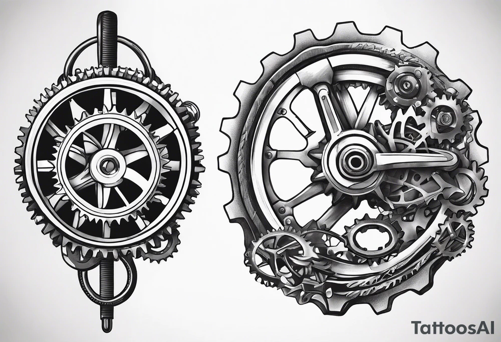 bicycle gear and chain as watch around wrist tattoo idea