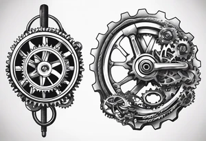 bicycle gear and chain as watch around wrist tattoo idea
