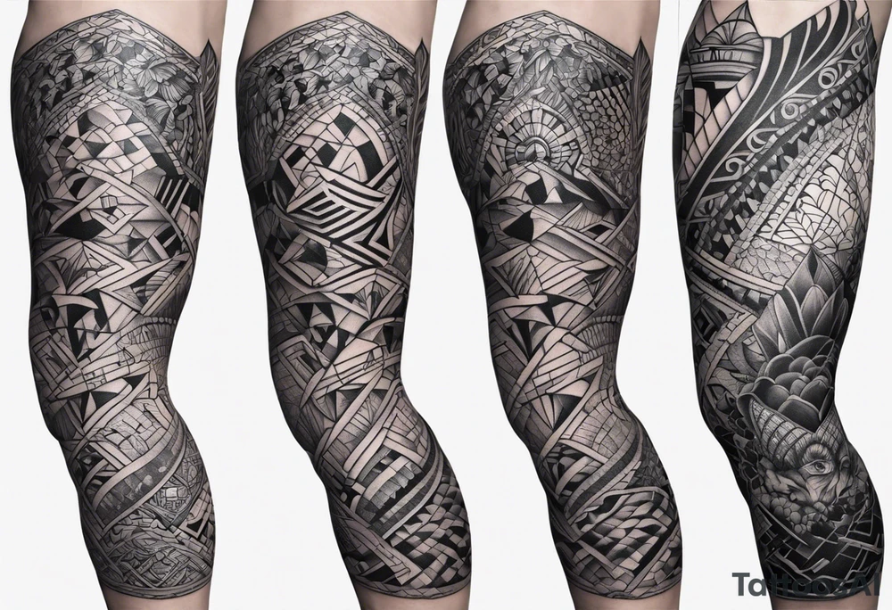 Full leg tattoo sleeve square tattoo idea