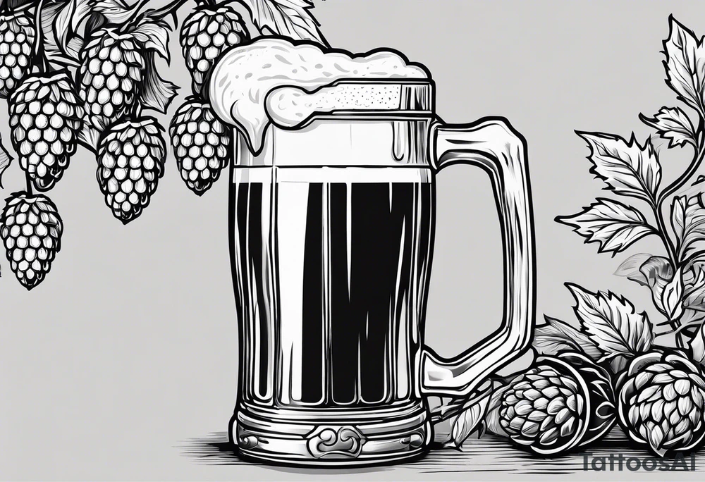 beer mug with hops tattoo idea