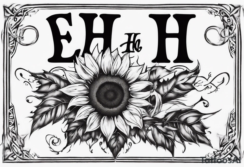 combining the letters E and H with a sunflower image tattoo idea combining the letters E and H with a sunflower image tattoo idea