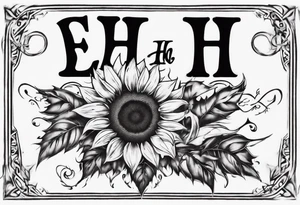 combining the letters E and H with a sunflower image tattoo idea
