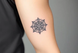 A sun in the form of a snow flake tattoo idea