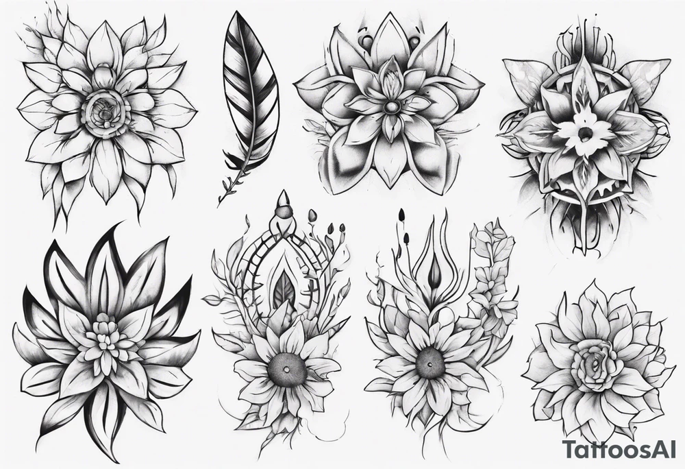 indigenous flowers thigh piece tattoo idea